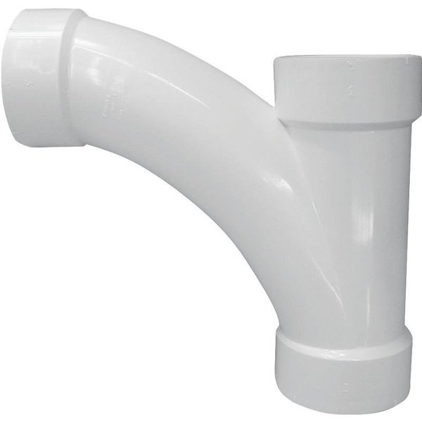 Genova CANPLAS Combination Tee Pipe Wye, 4 in, Hub, PVC, White, SCH 40 Schedule 194304